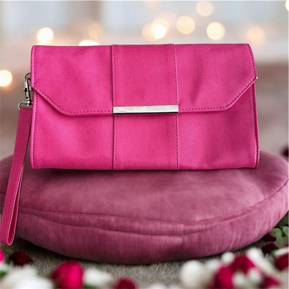 Style & Co. Vibrant Pink Clutch with Wristlet and Metallic Accent